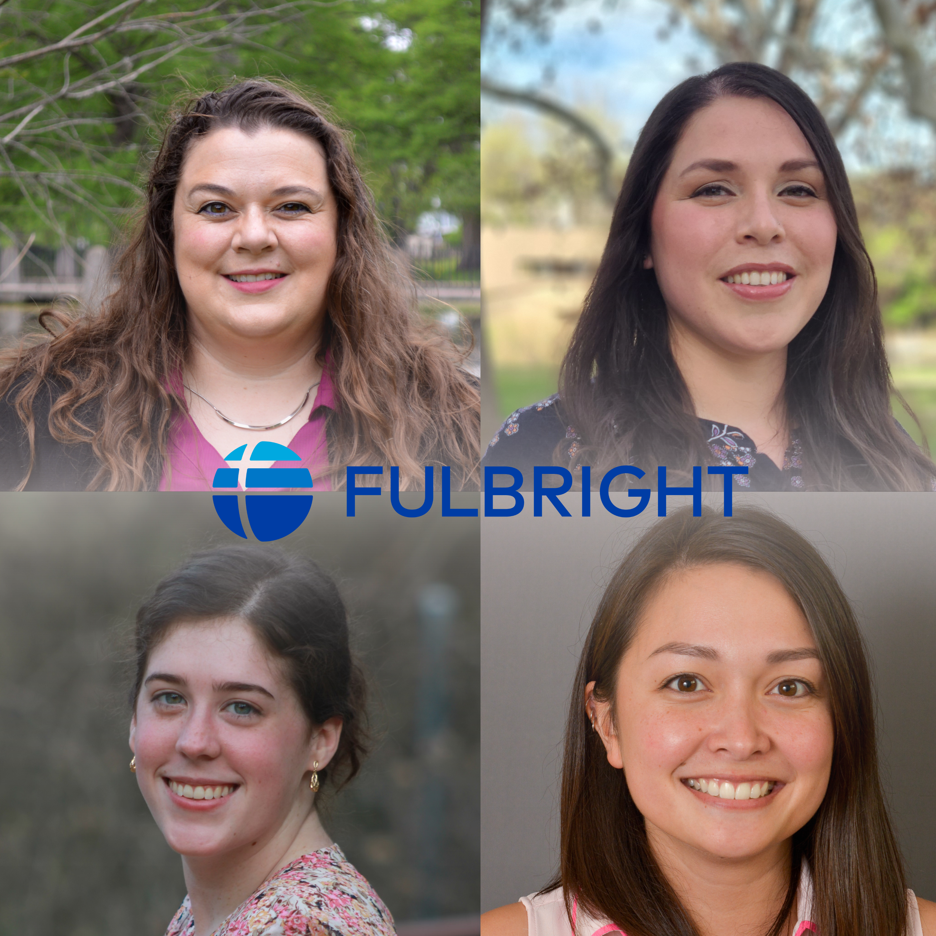 4 headshots of the Fulbright awardees in a square collage