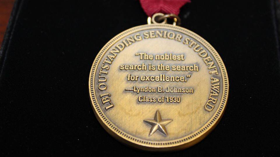 Photo of LBJ award medal