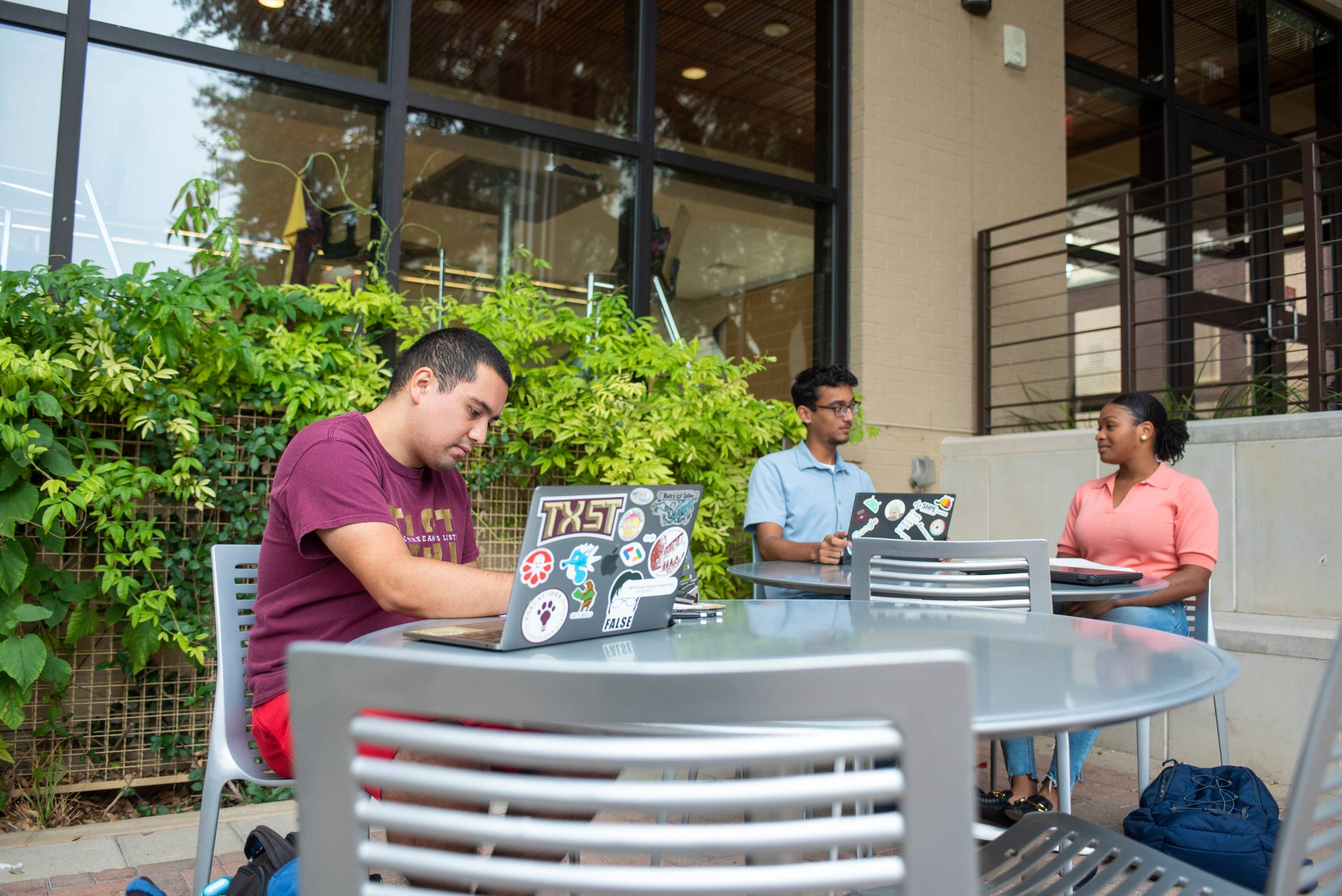 Student working on a laptop