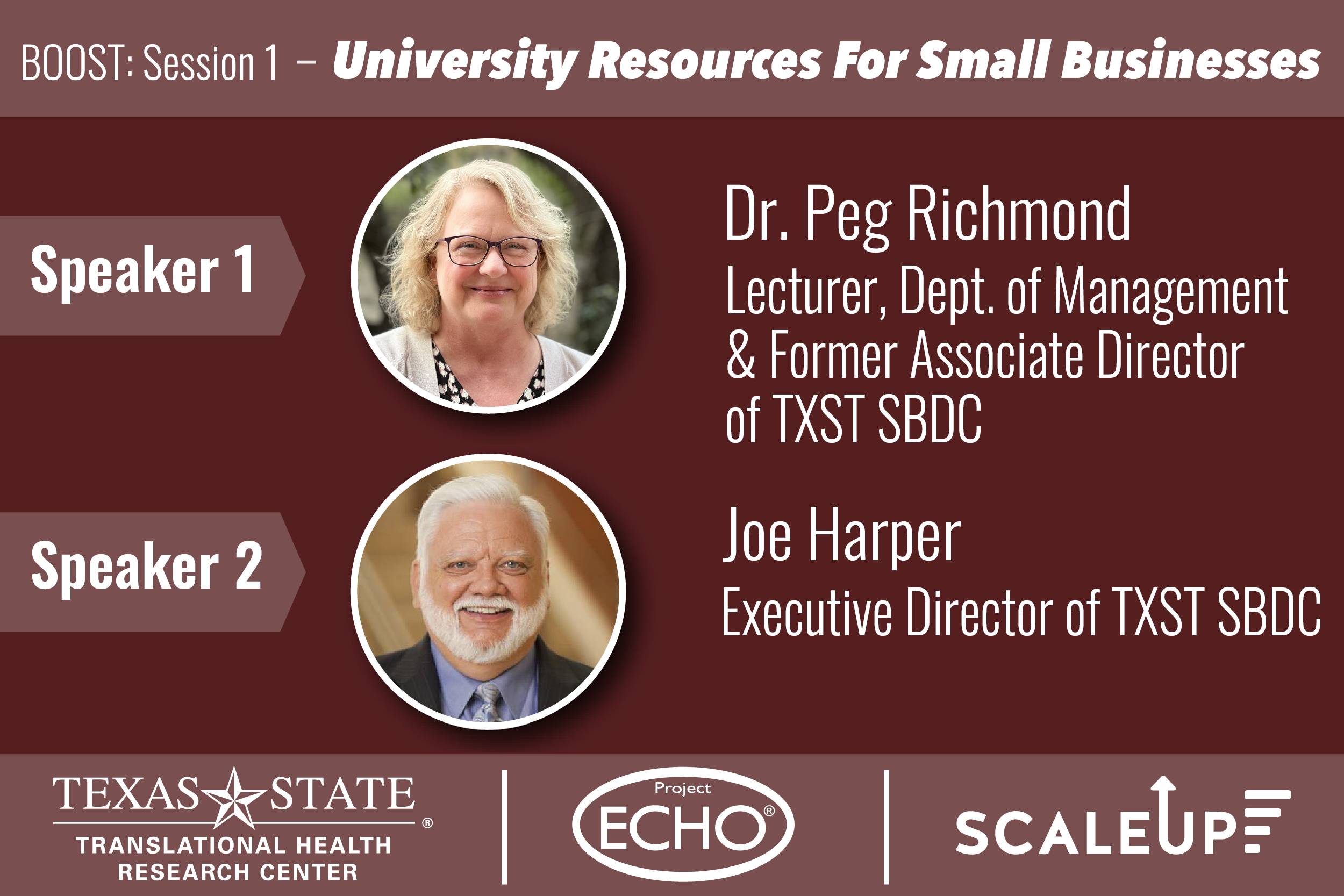 BOOST Session 1: University Resources for Small Businesses guest speaker presentations.