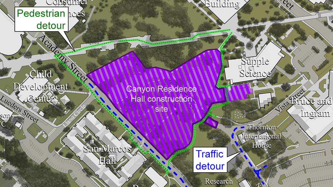 Map showing closure detours for a housing project