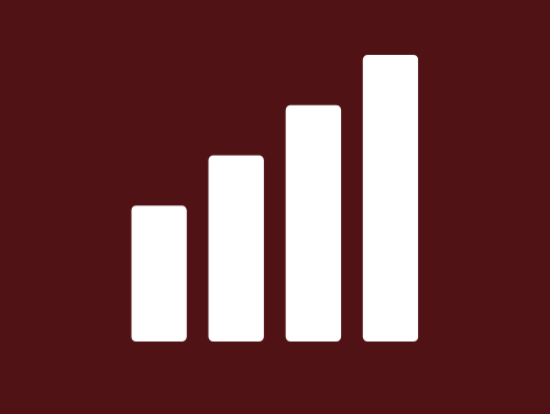 White icon of a bar graph