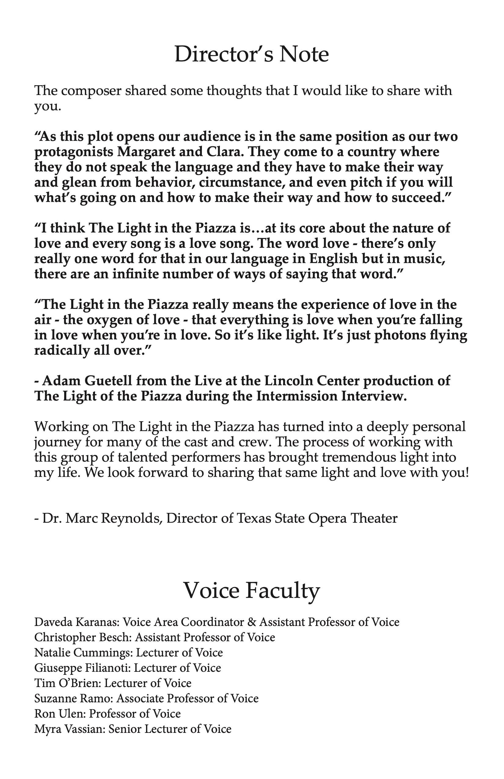 The Light in the Piazza Program pg 2
