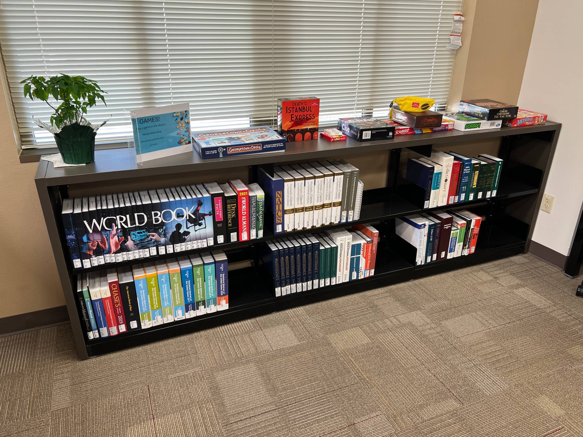 Shelving containing reference books