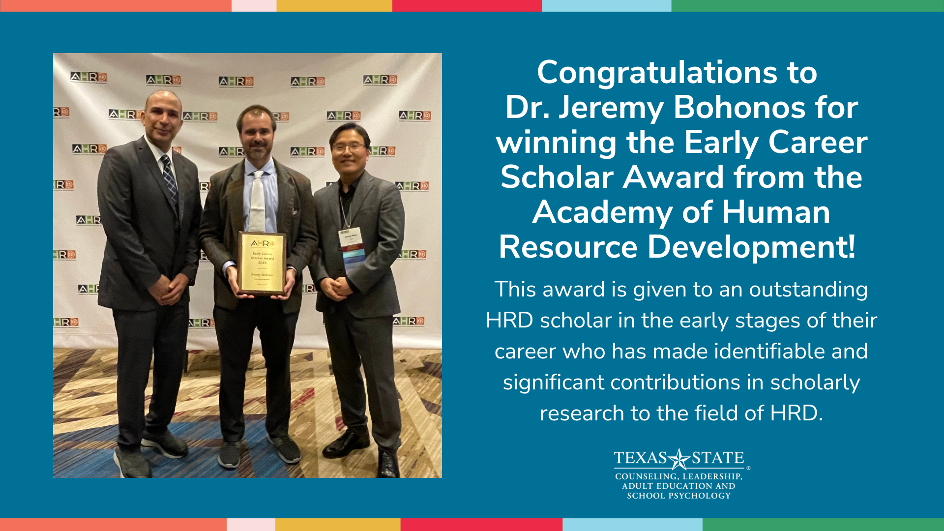 Jeremy Bohonos Early Career Award Through AHRD 