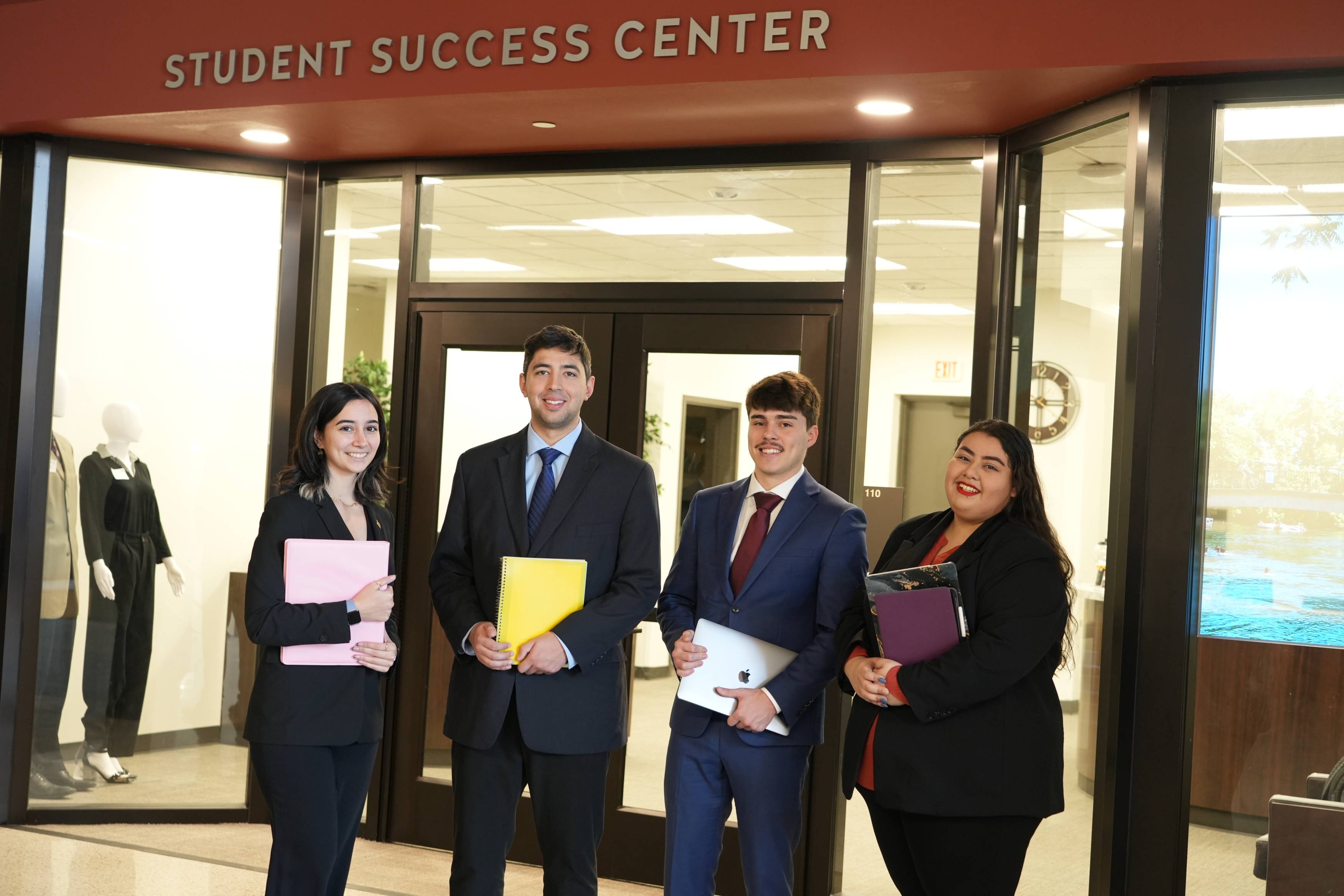 students in front of the student success center