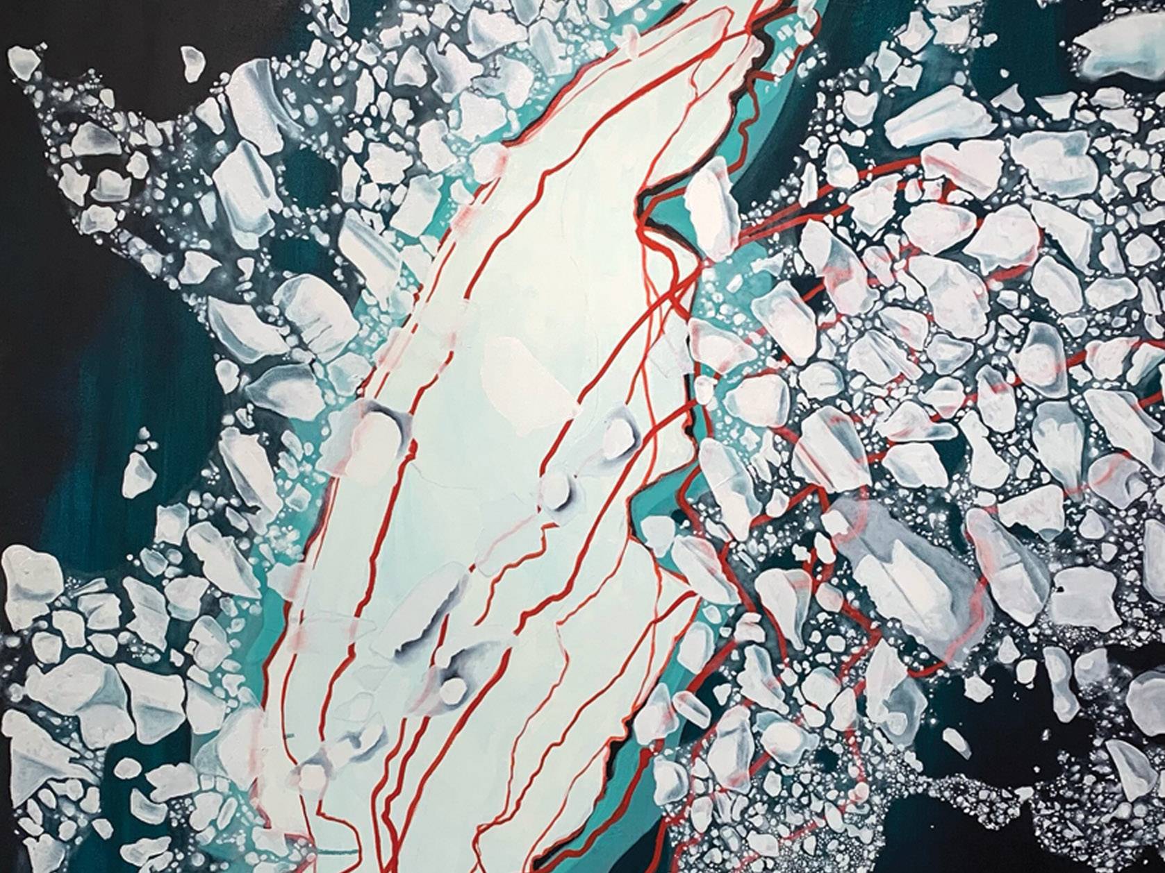 abstract oil painting of glaciers