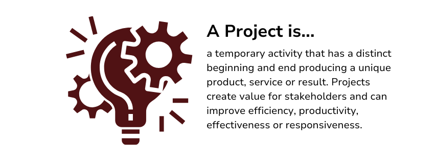 This phA project is a temporary activity that has a distinct beginning and end producing a unique product, service or result. Projects create value for stakeholders and can improve efficiency, productivity, effectiveness or responsiveness.