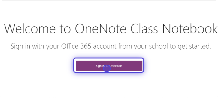 select sign in OneNote