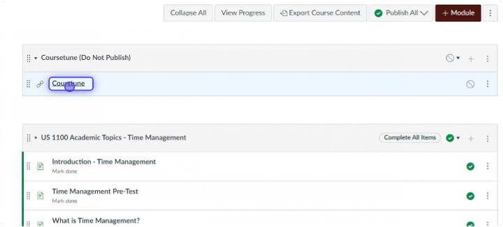 Coursetune link in modules