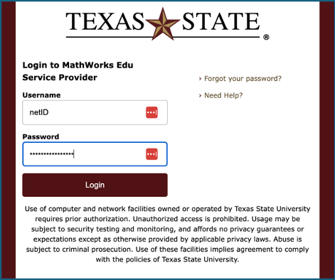 TXST SSO using NetID and password