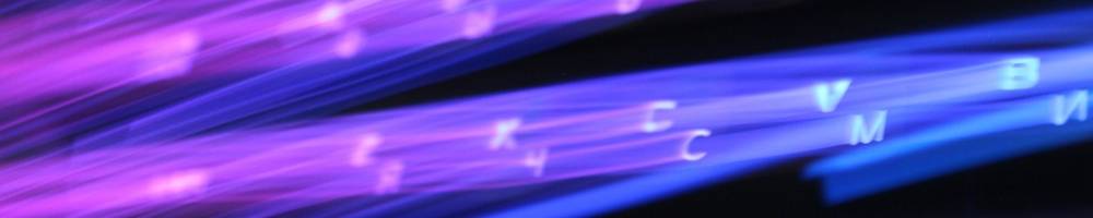 Abstract purple streaks with keyboard letters floating