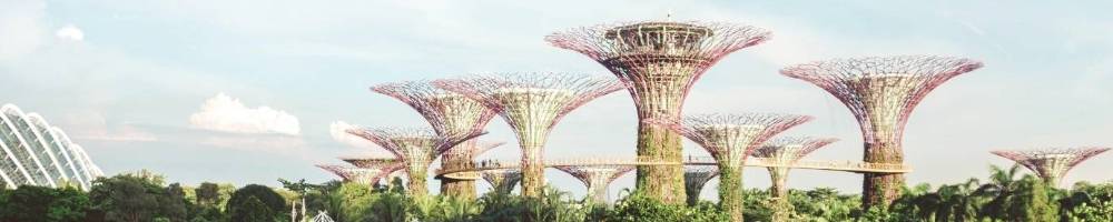 Architechtual garden in Singapore with three large structures