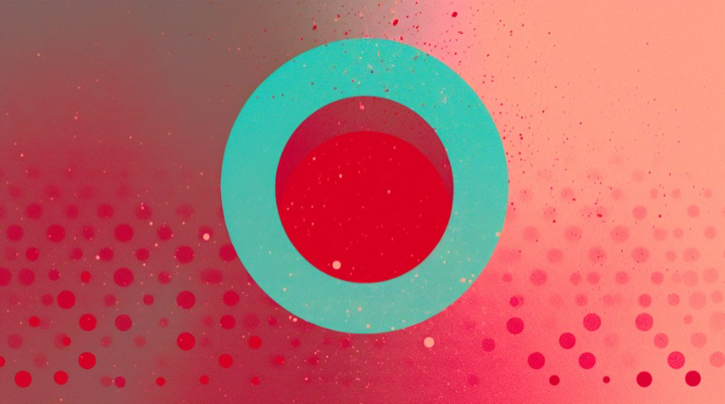 a graphic image of a green circle with a red background