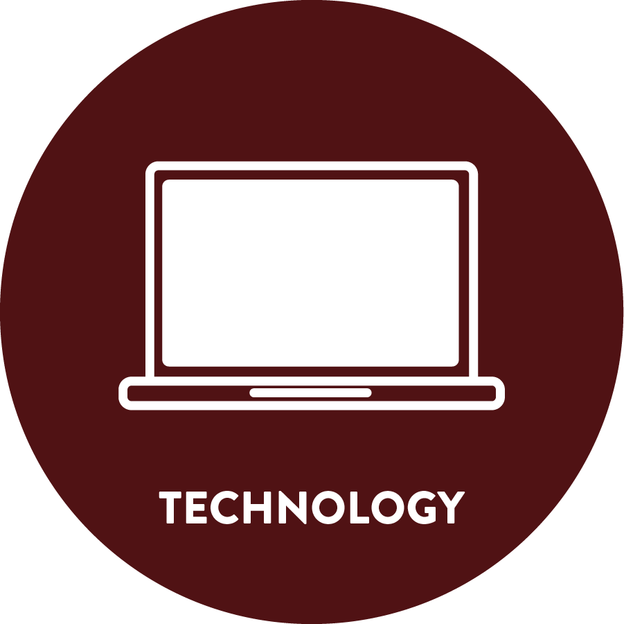 Laptop icon and the word technology