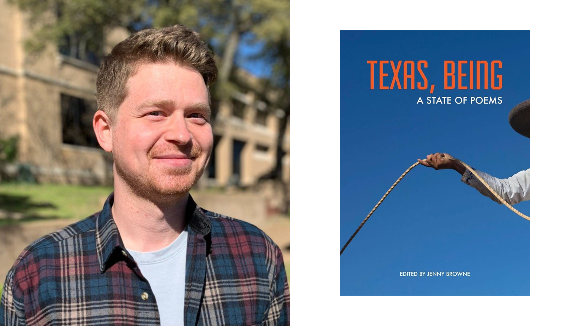 Aaron Hand and the cover of "Texas: A State of Being" book