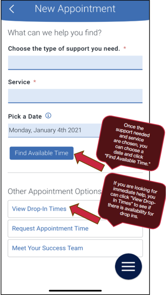 Appointment Scheduling Screen on Navigate App