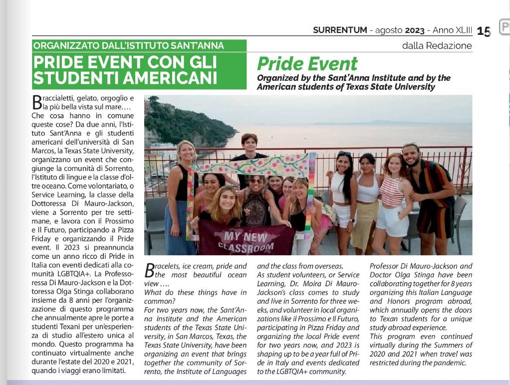 A screenshot of an online magazine with an article about TXST students.