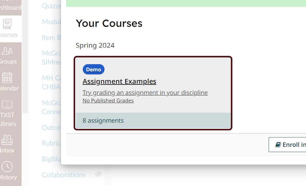 select the course you just made in Gradescope