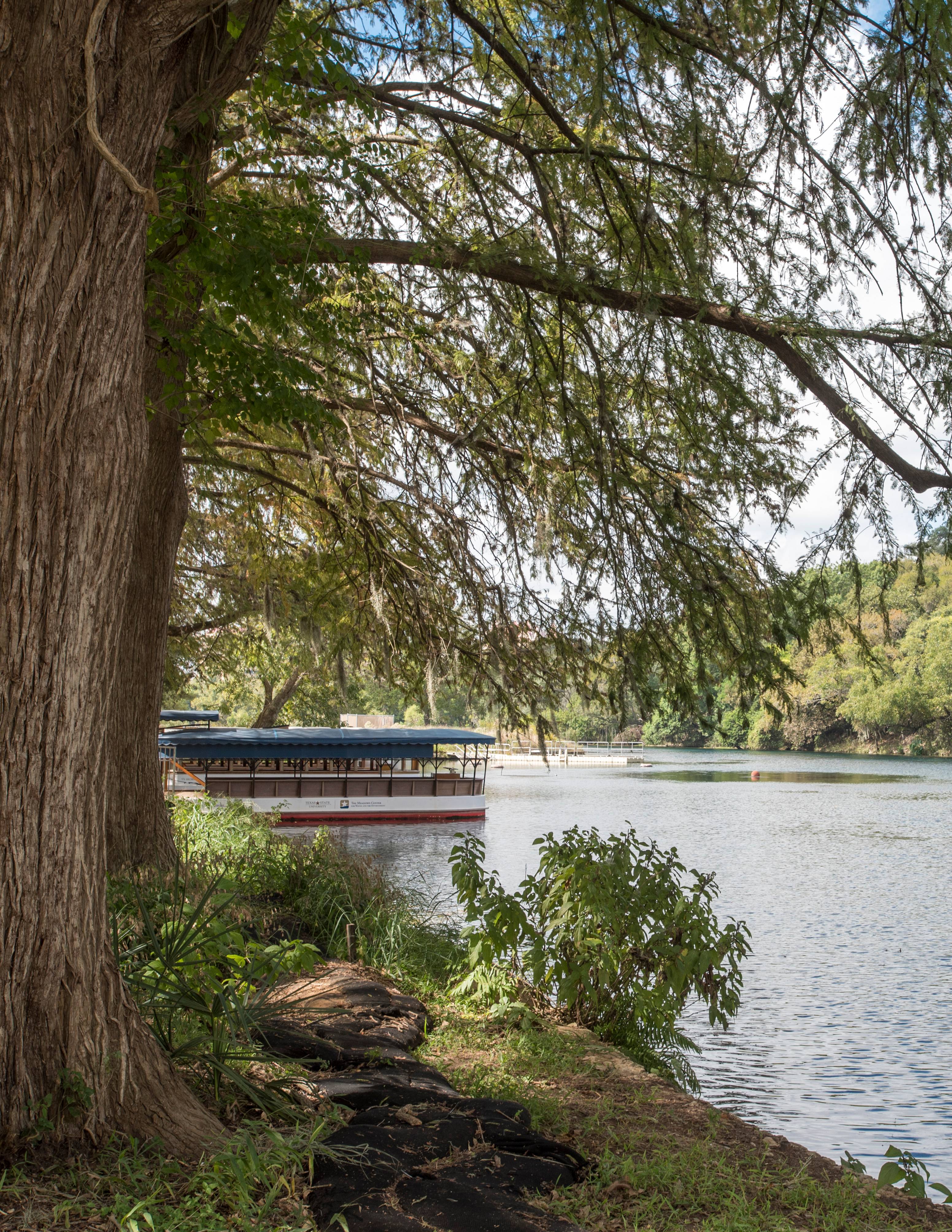 A glass bottom boat in Aquarena Springs