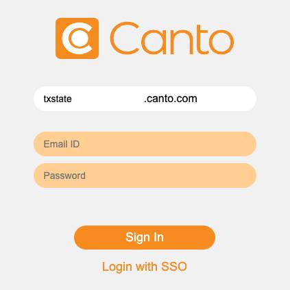 screenshot of a canto login SSO screen