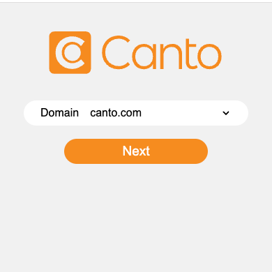 screenshot of a canto login SSO screen with domain option