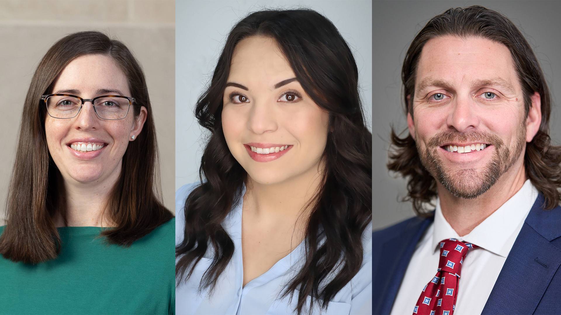 Headshots of Amy Willson (left), Brianna Mendez, and Mike Jaworski.