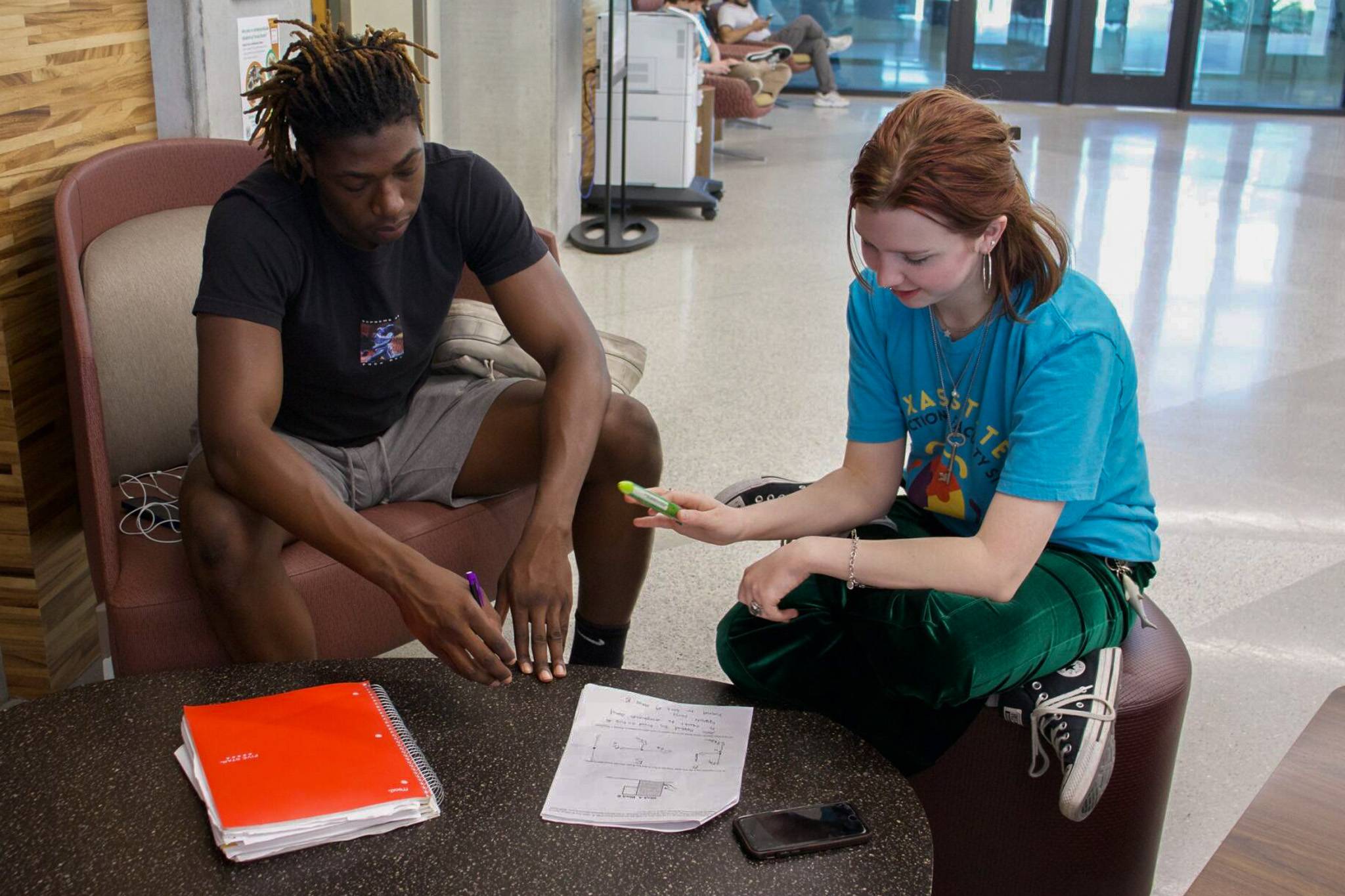 Two students working together