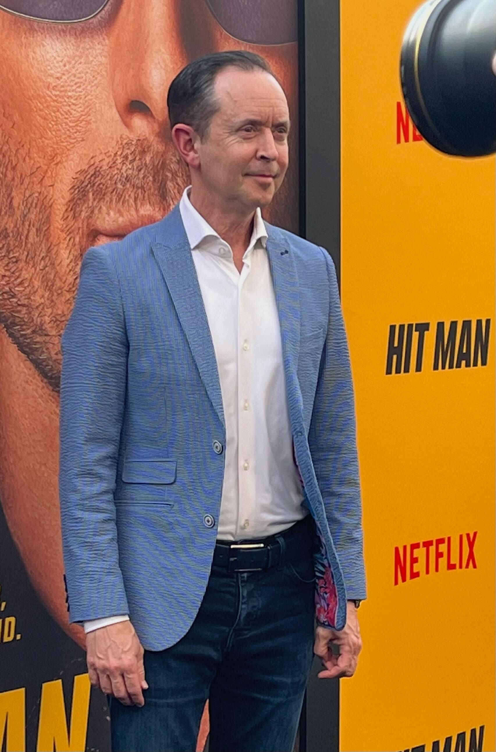 Robichaux on the red carpet at the premiere of 'Hit Man.'