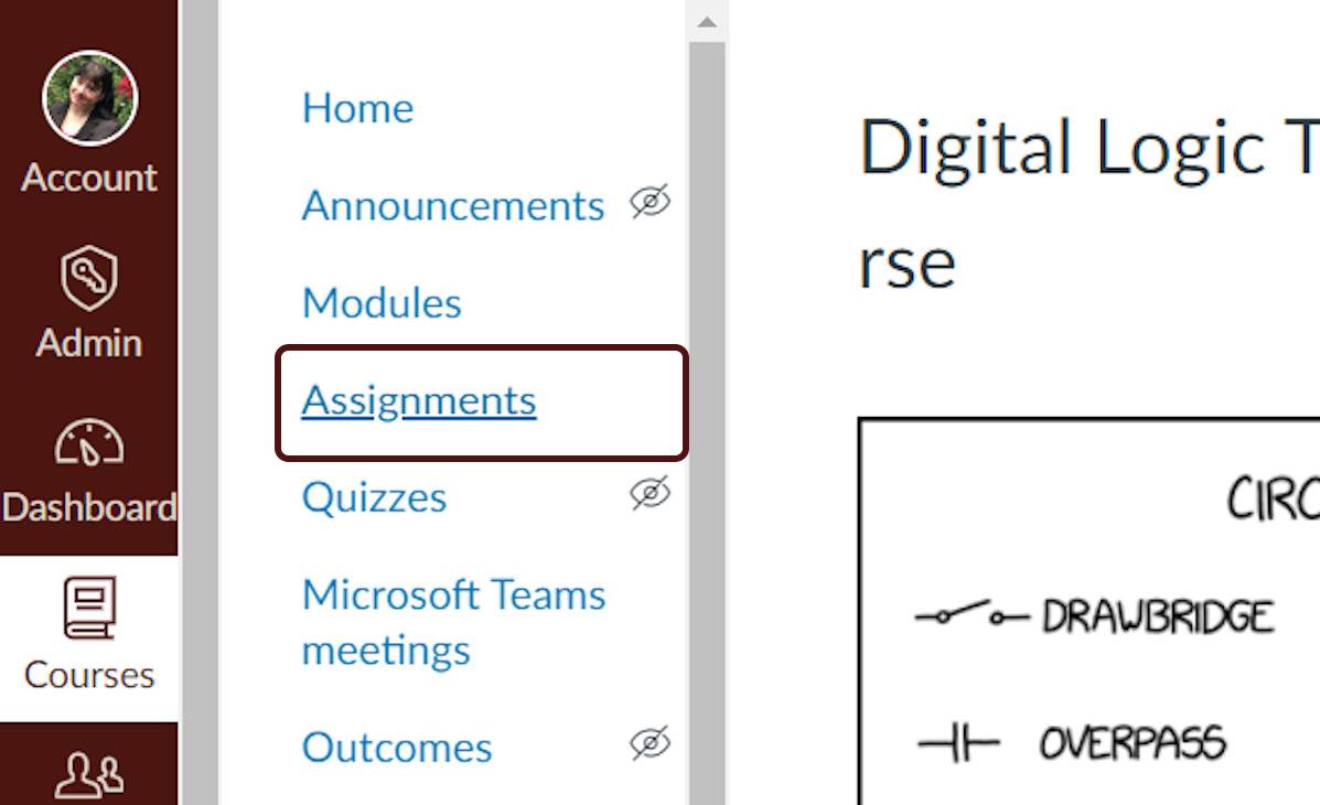 click on the assignments tab on canvas side bar