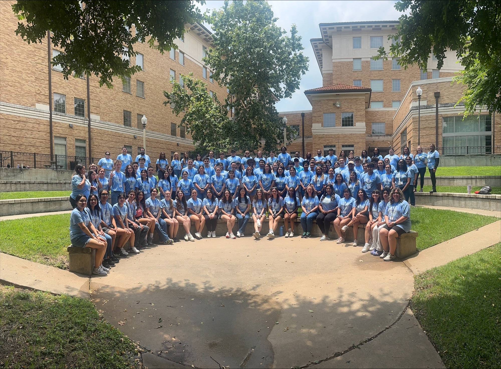 Students sitting outside