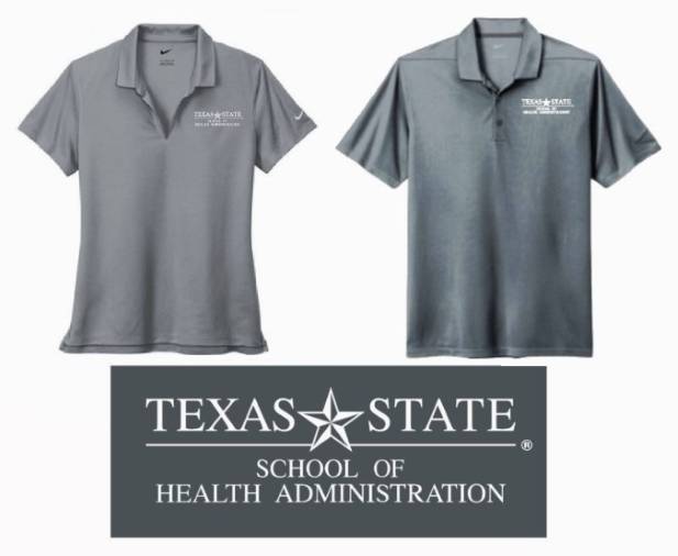 Photo of Gray with White embroidery School of Health Administration polo shirt