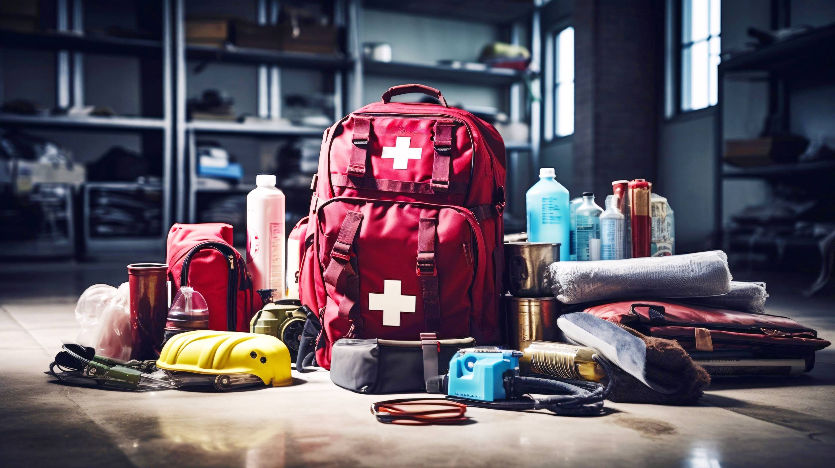 emergency supplies on a table