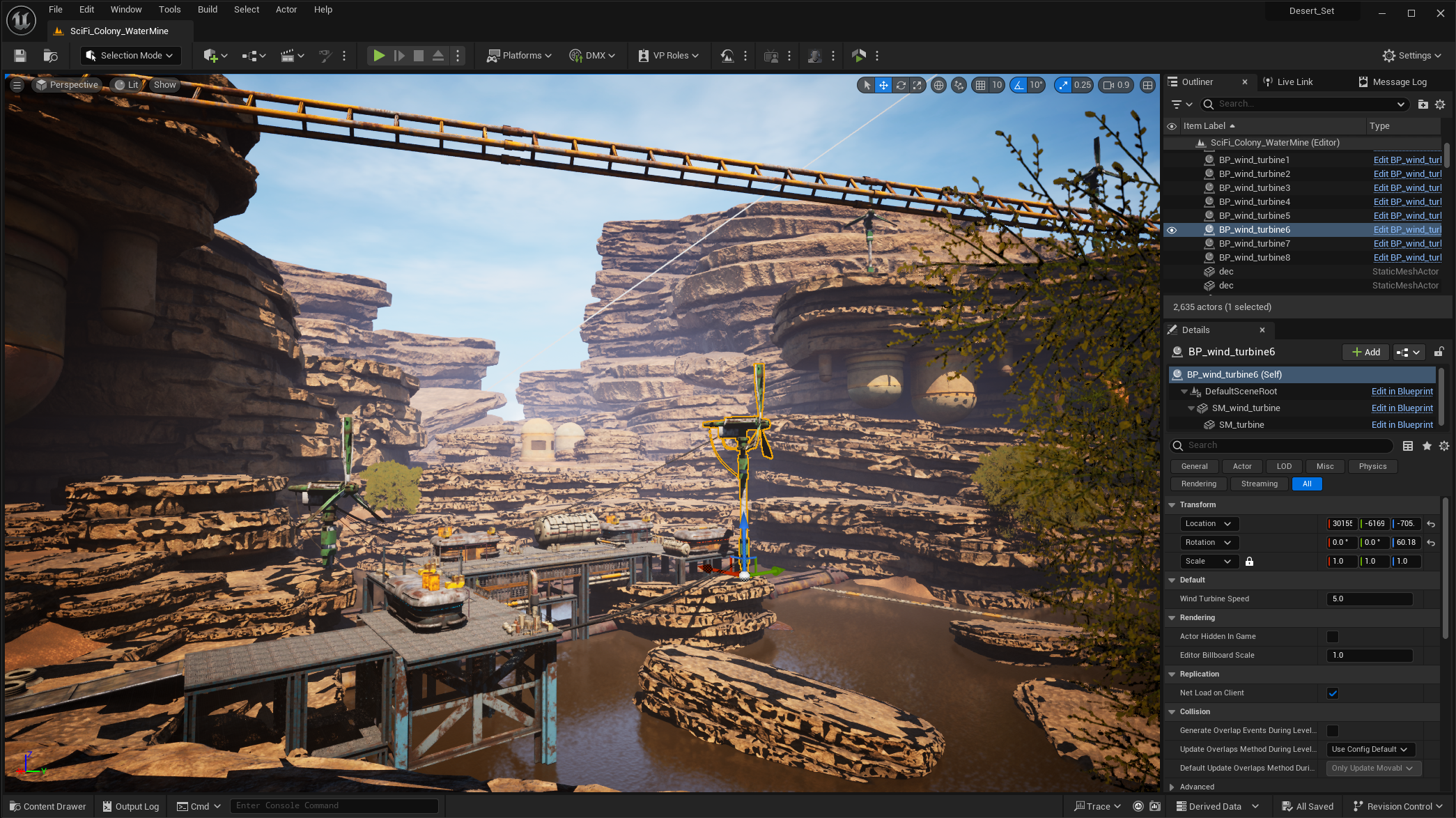 Screenshot of Unreal Game Engine in use.