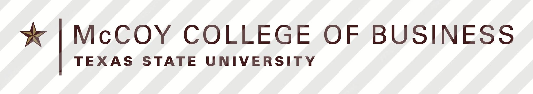 McCoy College logo obscured by diagonal watermark stripes