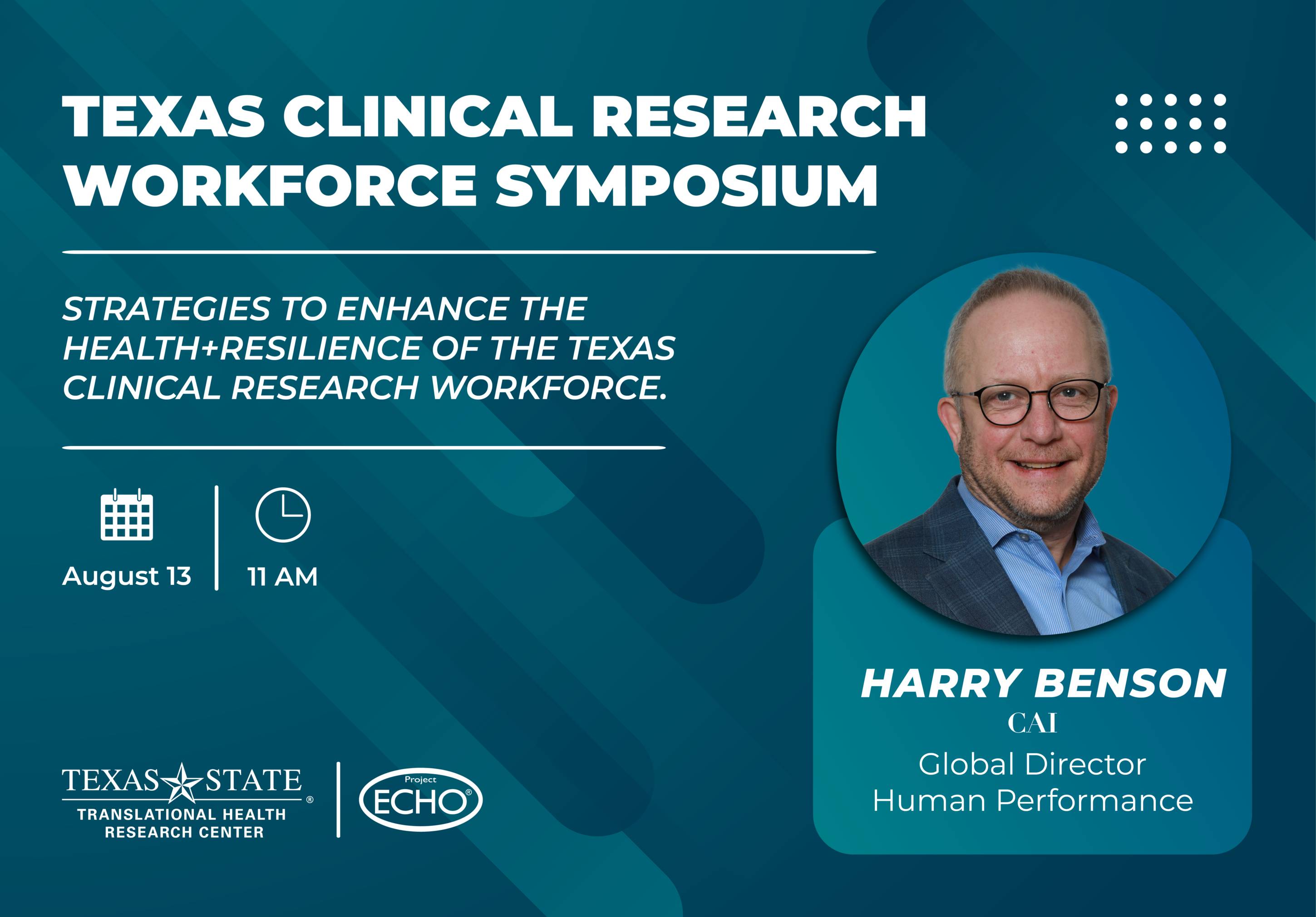 Speaker Bio Graphic: Harry Benson, CAI, Global Director Human Performance