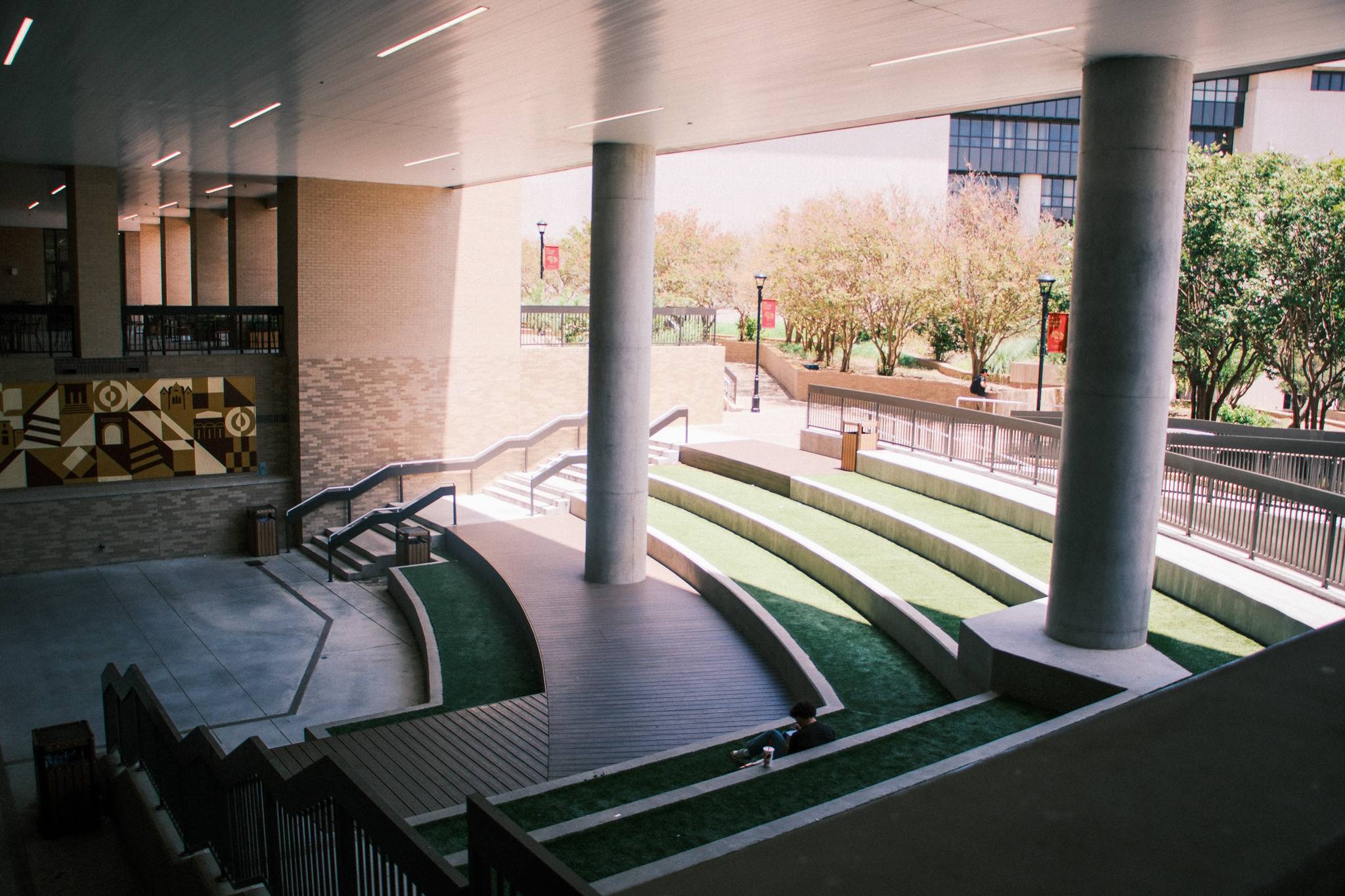 An outdoor theater with rows for seating