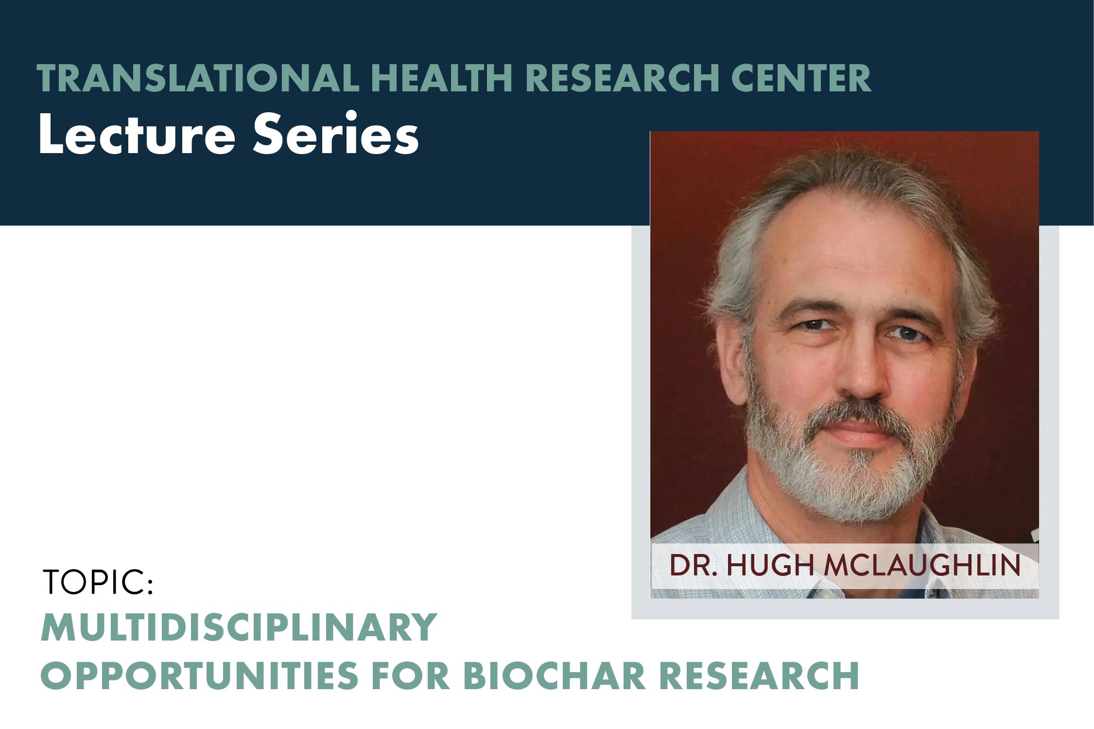 Event graphic with a headshot of Dr. Hugh McLaughlin.