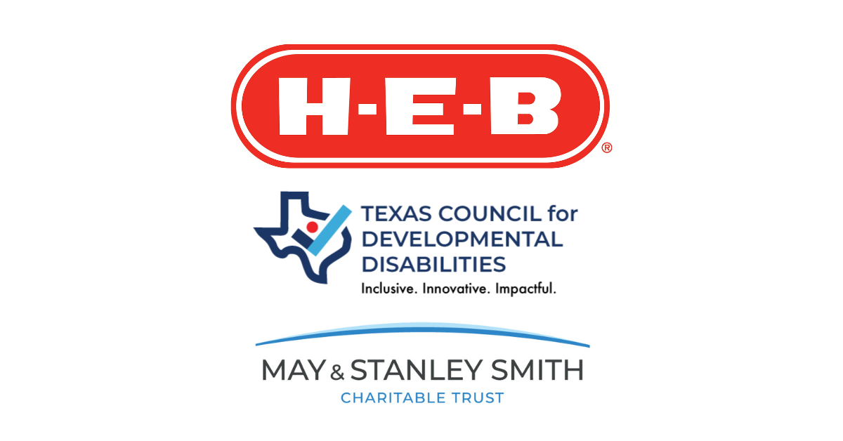 HEB , Texas Council for Developmental Disabilities, and May and Stanley Smith Logos