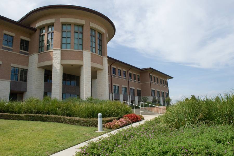 The outside view of The College of Health Professions (CHP) at Texas State University.