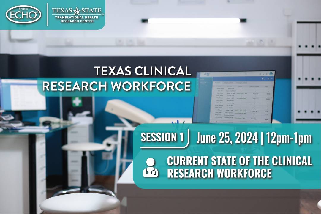 Clinical Research workforce graphic with date and time listed.