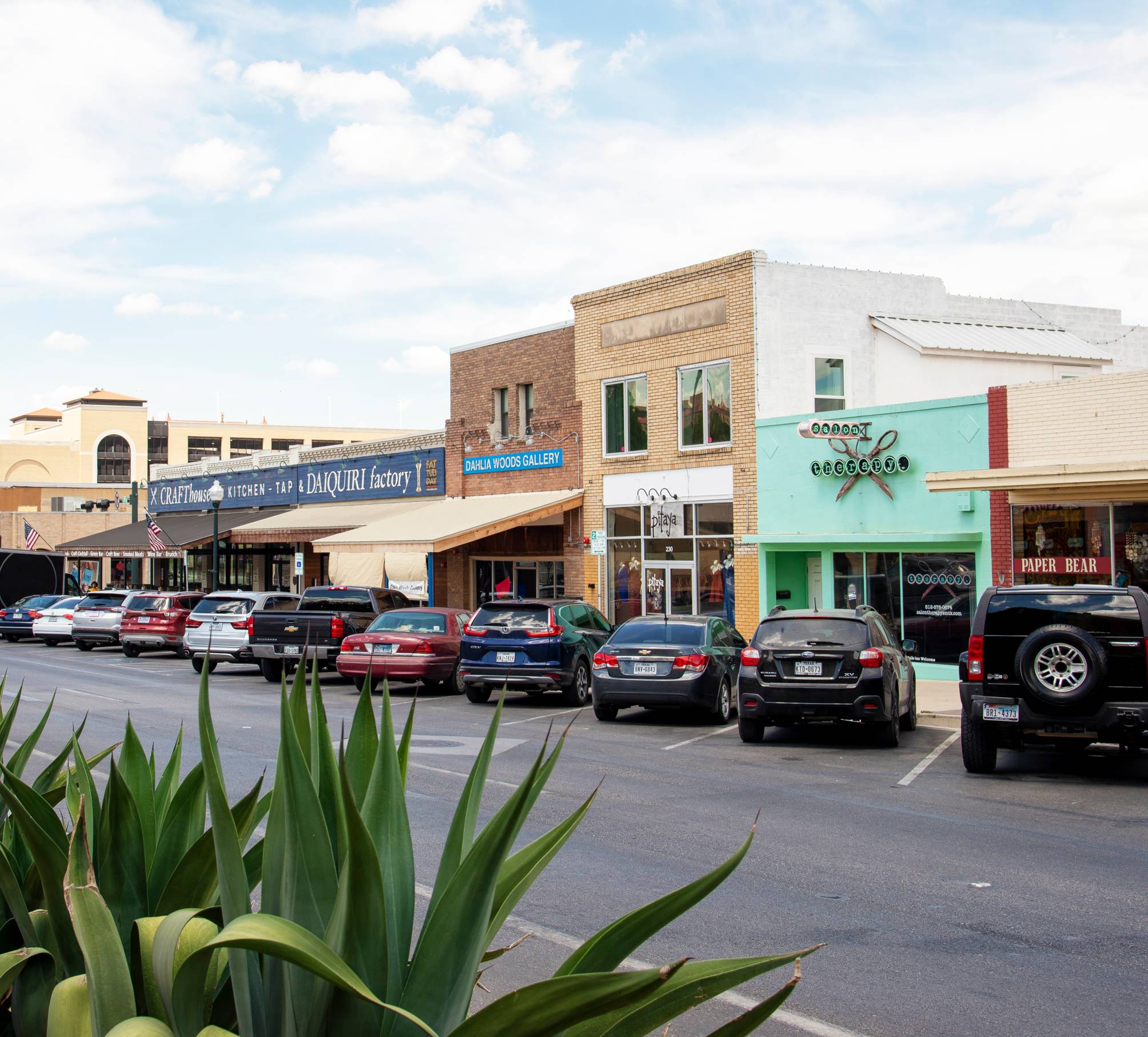 A busy street downtown San Marcos