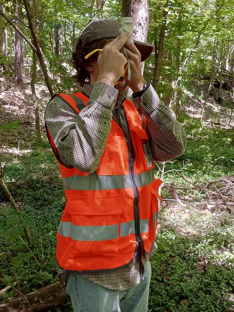 William Moore conducts research in an urban greenway.