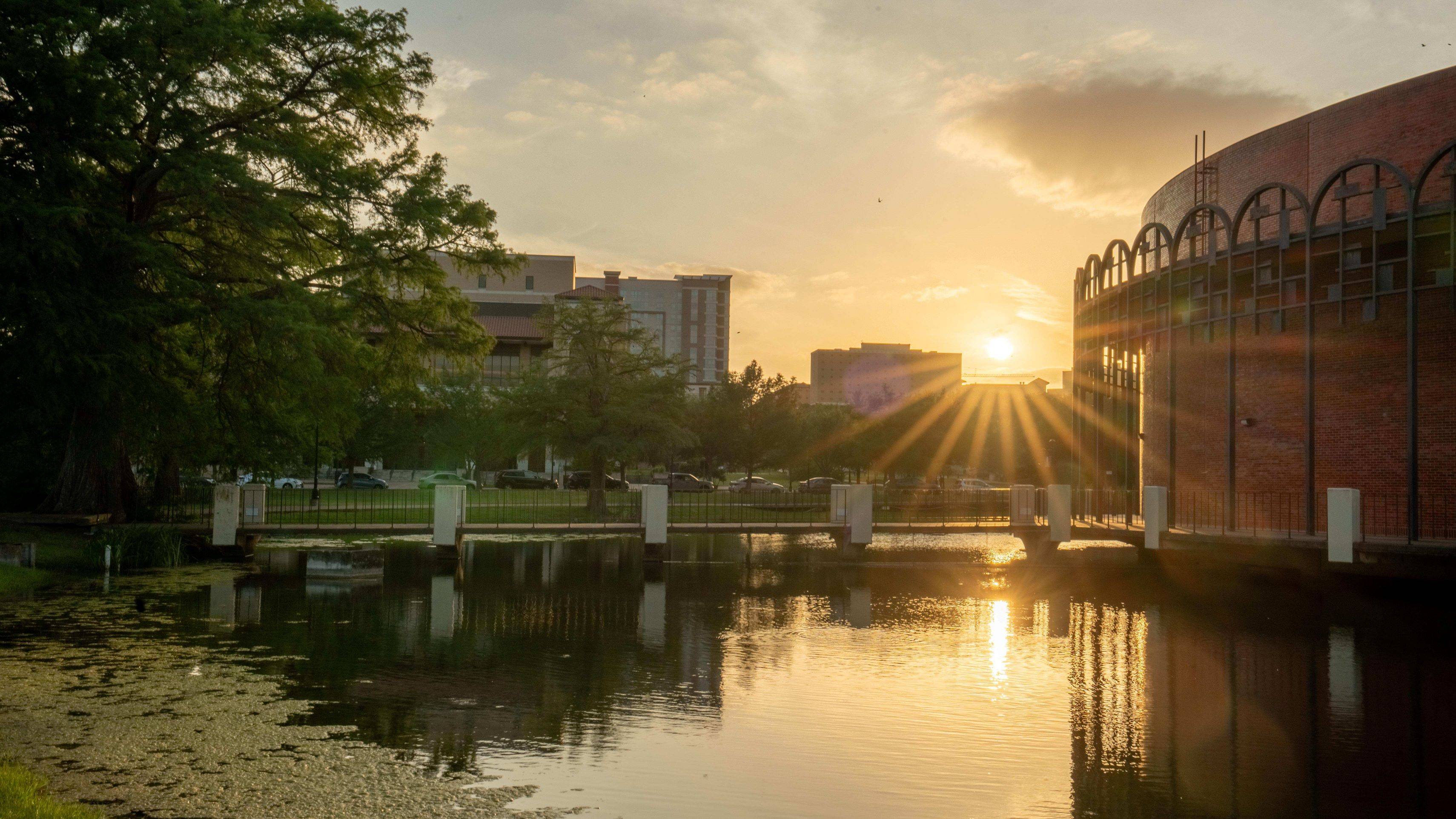 Photo of the ponds near the Theater building