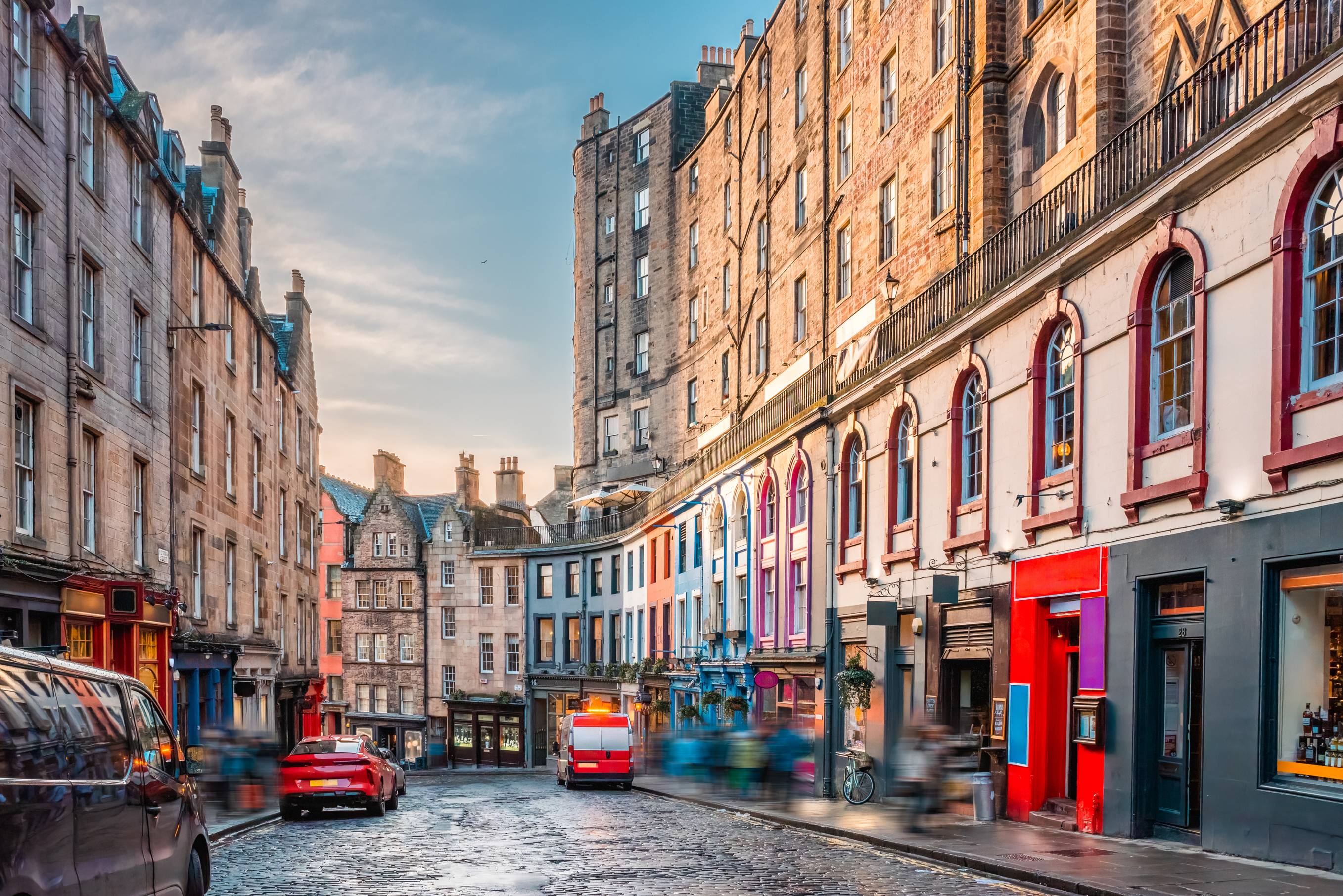 view from the middle of the historic and architecturally colorful Victoria street.