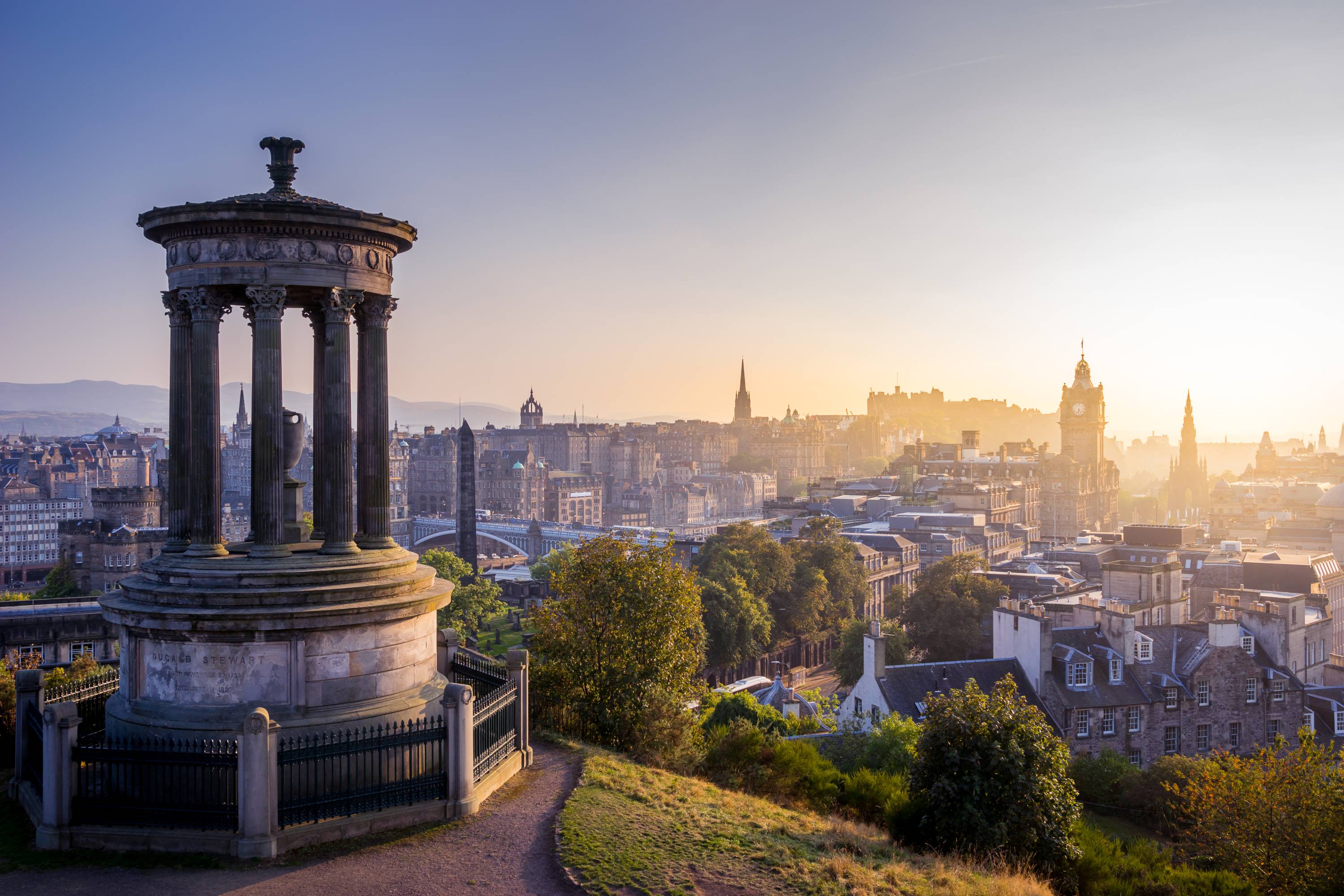 Aerial view of Edinburgh skyline.