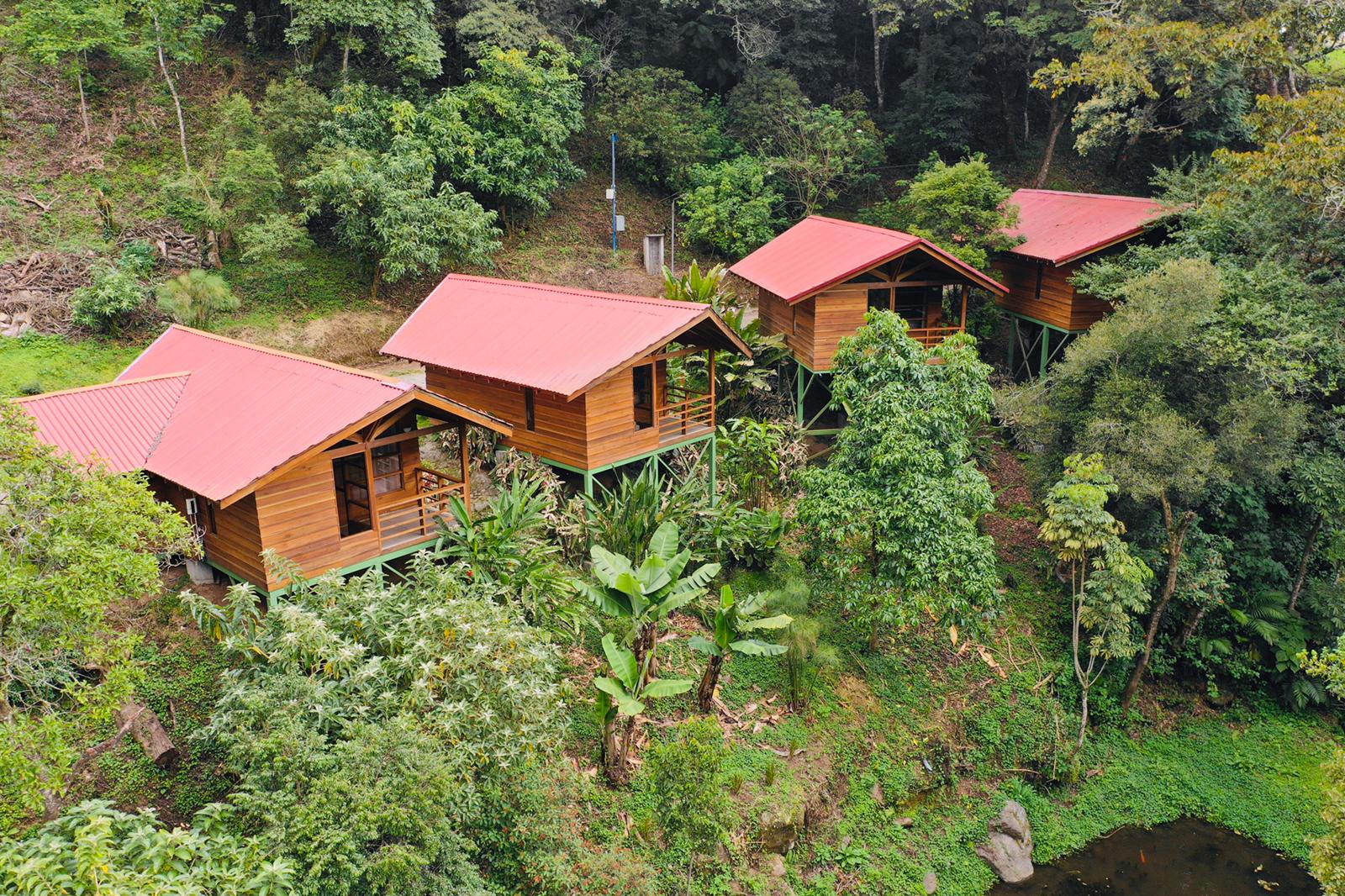 aerial view of cabins