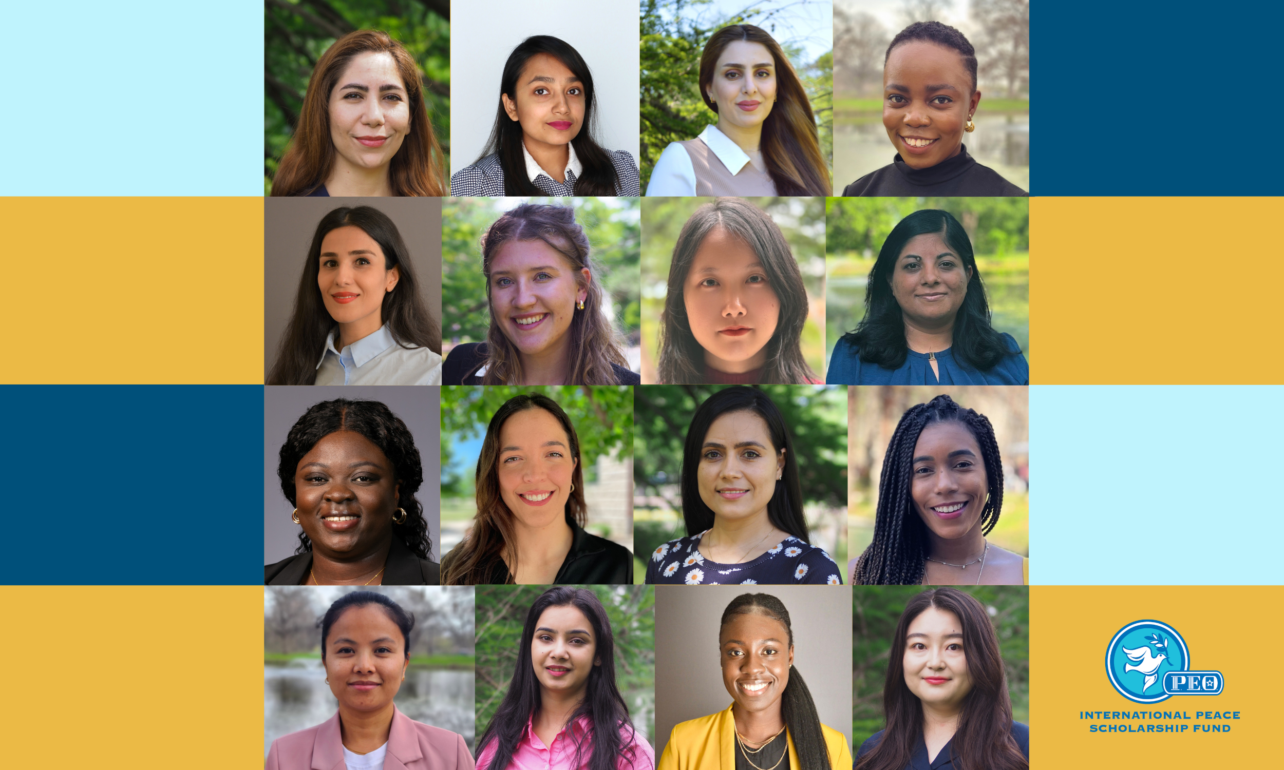 4 headshots of the Fulbright awardees in a square collage