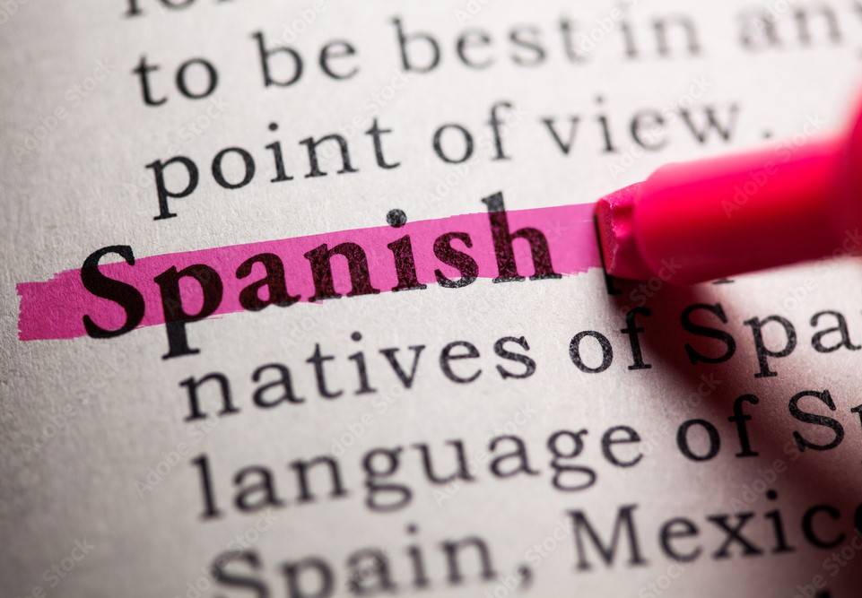 "Spanish" being highlighted in pink. 