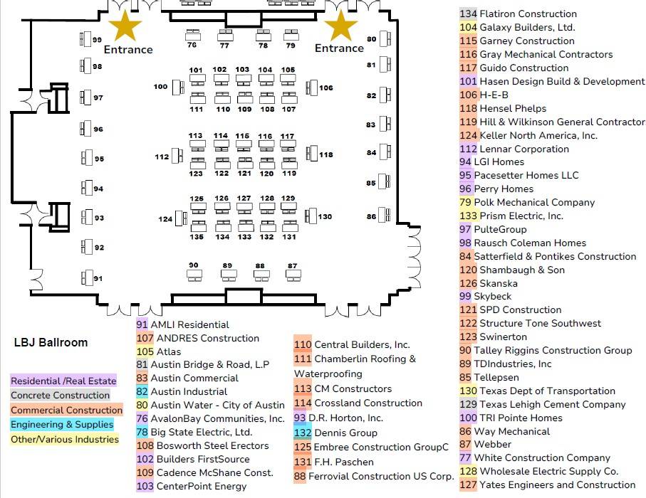 Layout of LBJ Ballroom Map